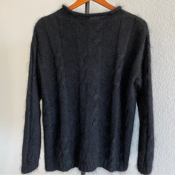 Saint Laurent Black Cable knit Mohair and Silk Sweater - Picture 3 of 15